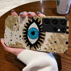 Evil Eye Samsung Black White Stripe Textured Soft Cases