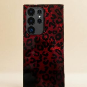 Samsung Red Black Leopard Silver Laser Case