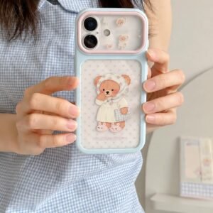 Korean Cute Bear Window iPhone Pre-Order Transparent Case Without Chain
