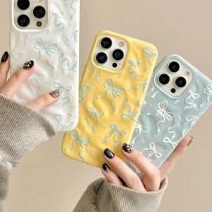 Cute Bow Wrinkle Textured Pre-Order iPhone Silicone Case