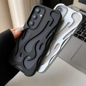 3D Flame Hollow Matte Pre-Order Skeleton Black Silver Electroplated Samsung S & A Series Soft Cases