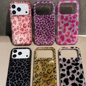 New Elegant Pre-Order Pink Purple Leopard Glitter Shockproof iPhone Case
