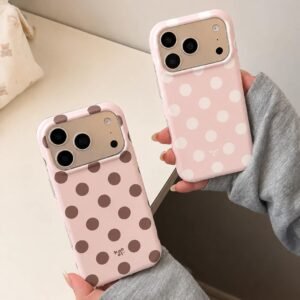 Pink Brown White Polka Dots Anti-Drop iPhone Pre-Order Case