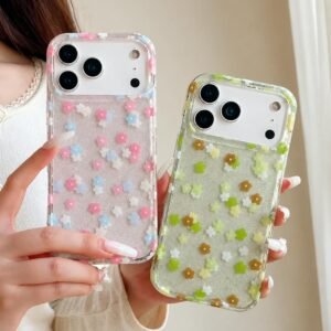 Spring Floral Glitter iPhone Pre-Order Silicone Case