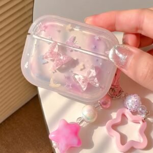 Cute 3D Butterfly Silicone Airpod With Lanyard
