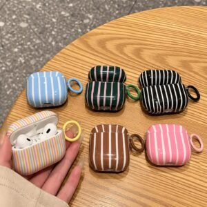 Wavy Bumper Stripes Glossy Airpod Pre-Order Case With Lanyard