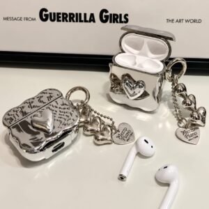 Luxury Electroplated Wavy Silver 3D Heart Charm Airpod Case