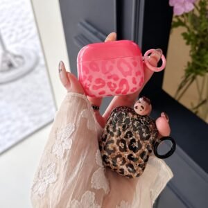Leopard Shaded Glitter Glossy Airpod Pre-Order Case With Ring